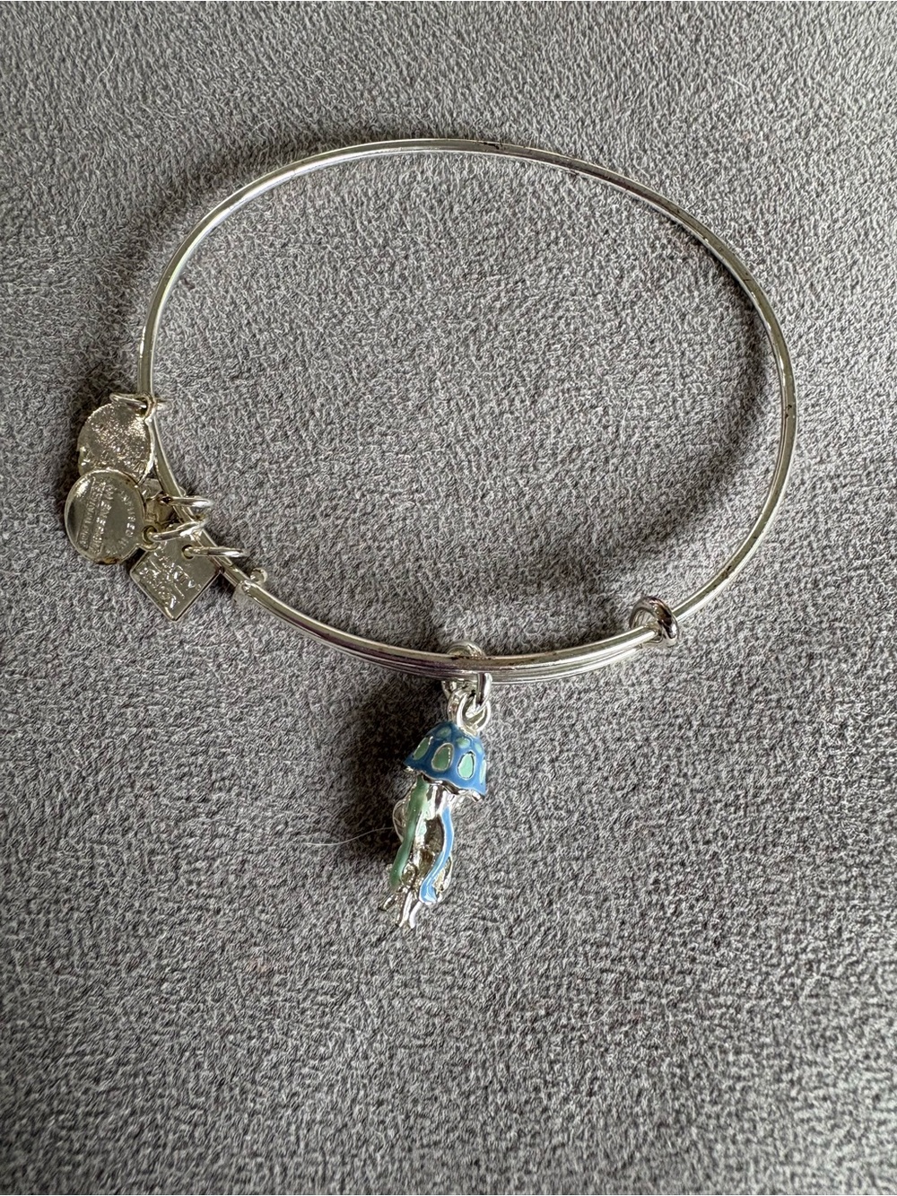Silver Alex & Ani Jellyfish Charm Bangle Bracelet - Blue & Green